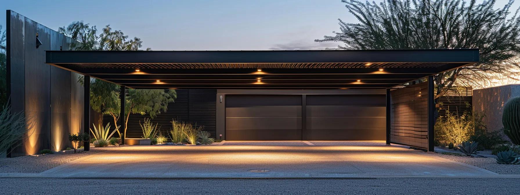 a sleek, modern metal carport stands prominently beside a stylish home, showcasing its robust, reflective surface and efficient design under the warm glow of overhead lights, embodying the long-term value and durability that elevates property appeal. a sleek, modern metal carport stands prominently beside a stylish home, showcasing its robust, reflective surface and efficient design under the warm glow of overhead lights, embodying the long-term value and durability that elevates property appeal.